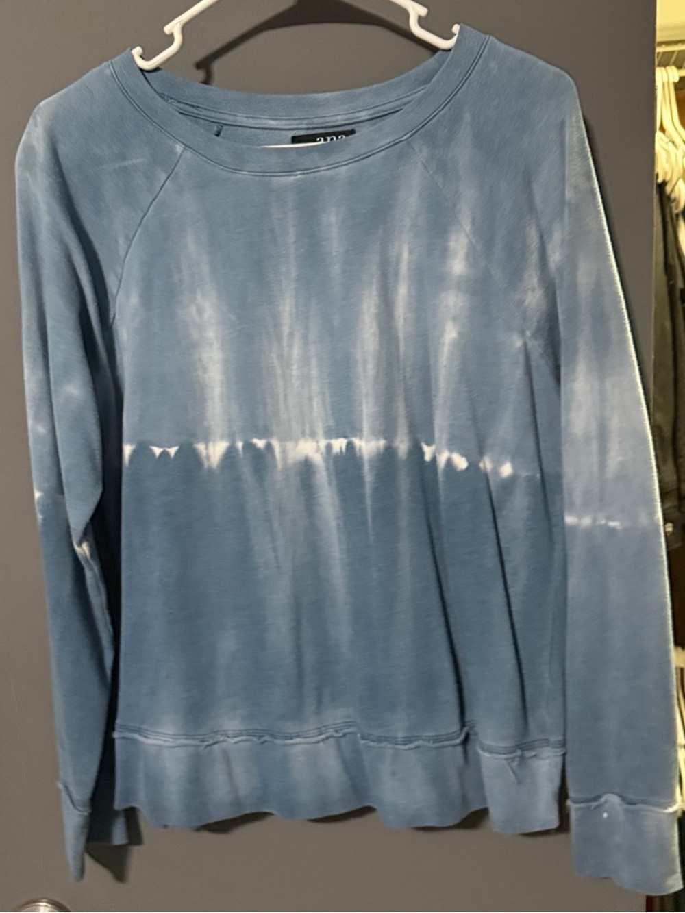 a.n.a Blue and White Tie-Dye Crewneck Sweater